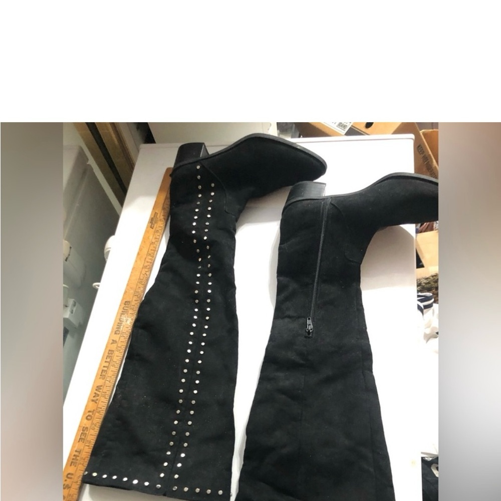 Black Studded Knee-High Boots